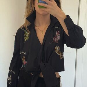 NWT Cinq A Sept Jungle Heatset Marianna Top